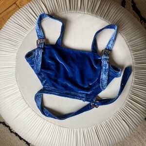 For Love & Lemons Velvet Blue Crop Top - Size Small